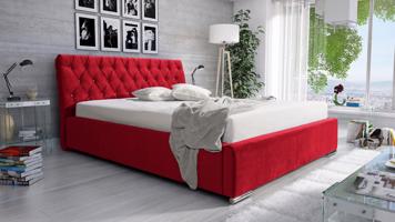 Eka Čalouněná postel Luxurious 140x200 cm Barva látky Trinity: (2309) Červená, Úložný prostor: S kovovým rámem úložného prostoru