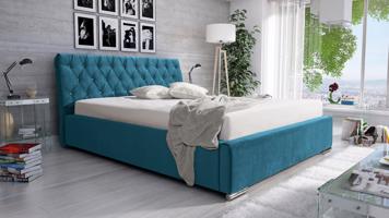 Eka Čalouněná postel Luxurious 140x200 cm Barva látky Trinity: (2313) Modrá, Úložný prostor: S kovovým rámem úložného prostoru