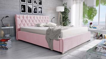 Eka Čalouněná postel Luxurious 140x200 cm Barva látky Trinity: (2319) Světlá růžová, Úložný prostor: Bez úložného prostoru