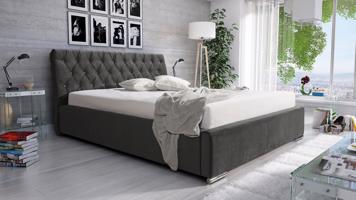 Eka Čalouněná postel Luxurious 180x200 cm Barva látky Trinity: (2315) Tmavá šedá, Úložný prostor: S dřevěným rámem úložného prostoru