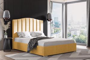 Eka Čalouněná postel MARGOT 140x200 cm Barva látky Trinity: (2318) Žlutá, Úložný prostor: S dřevěným rámem úložného prostoru