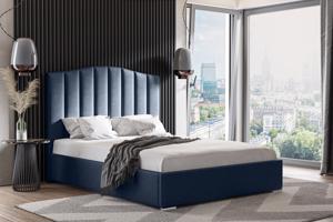Eka Čalouněná postel MARGOT - Kronos 140x200 cm Barva látky: Modrá (08), Úložný prostor: S kovovým rámem úložného prostoru