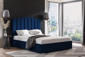Eka Čalouněná postel MARGOT - Kronos 140x200 cm Barva látky: Tmavá modrá (09), Úložný prostor: S kovovým rámem úložného prostoru