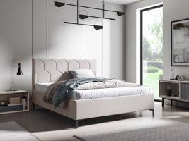 Eka Čalouněná postel MEDOX+ 160x200 cm Barva látky Trinity: (2301) Krémová bíla, Úložný prostor: S dřevěným rámem úložného prostoru