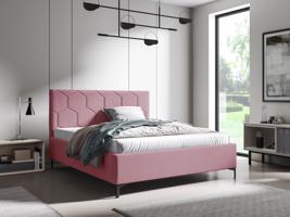 Eka Čalouněná postel MEDOX+ 160x200 cm Barva látky Trinity: (2319) Světlá růžová, Úložný prostor: S dřevěným rámem úložného prostoru