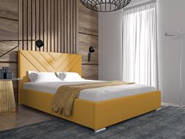 Eka Čalouněná postel MERKURY 140x200 cm Barva látky Trinity: (2318) Žlutá, Úložný prostor: S dřevěným rámem úložného prostoru