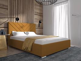 Eka Čalouněná postel MERKURY - Kronos 120x200 cm Barva látky: Hořčicová (01), Úložný prostor: S kovovým rámem úložného prostoru