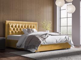 Eka Čalouněná postel Mona 120x200 cm Barva látky Trinity: (2318) Žlutá, Úložný prostor: S kovovým rámem úložného prostoru