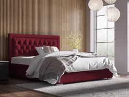 Eka Čalouněná postel Mona - Kronos 120x200 cm Barva látky: Červená (02), Úložný prostor: S dřevěným rámem úložného prostoru