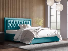 Eka Čalouněná postel Mona - Kronos 140x200 cm Barva látky: Azurová (13), Úložný prostor: S dřevěným rámem úložného prostoru