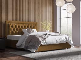 Eka Čalouněná postel Mona - Kronos 160x200 cm Barva látky: Hořčicová (01), Úložný prostor: S kovovým rámem úložného prostoru
