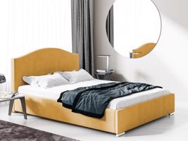 Eka Čalouněná postel MONTANA 120x200 cm Barva látky Trinity: (2318) Žlutá, Úložný prostor: S dřevěným rámem úložného prostoru