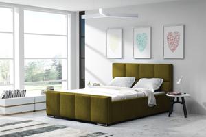 Eka Čalouněná postel Passion - Kronos 140x200 cm Barva látky: Olivová (17), Úložný prostor: S dřevěným rámem úložného prostoru