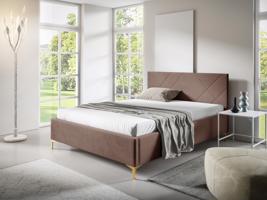 Eka Čalouněná postel SARAH+ 90x200 cm Barva látky Trinity: (2305) Tmavá béžová, Úložný prostor: S dřevěným rámem úložného prostoru