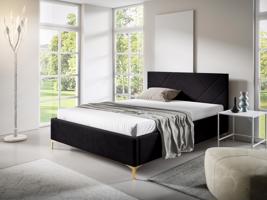 Eka Čalouněná postel SARAH+ 90x200 cm Barva látky Trinity: (2316) Černá, Úložný prostor: S dřevěným rámem úložného prostoru