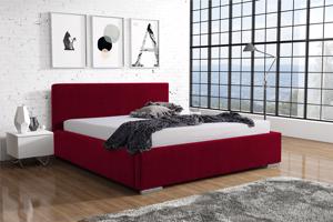 Eka Čalouněná postel Shadow - Kronos 140x200 cm Barva látky: Červená (02), Úložný prostor: S dřevěným rámem úložného prostoru