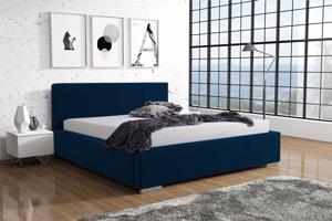 Eka Čalouněná postel Shadow - Kronos 160x200 cm Barva látky: Tmavá modrá (09), Úložný prostor: S dřevěným rámem úložného prostoru