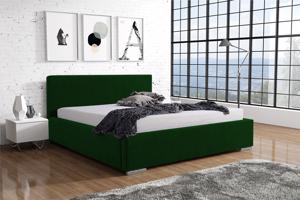 Eka Čalouněná postel Shadow - Kronos 160x200 cm Barva látky: Tmavě zelená (14), Úložný prostor: S kovovým rámem úložného prostoru