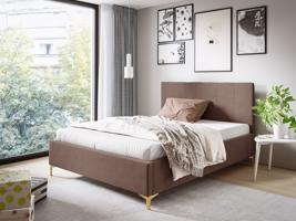 Eka Čalouněná postel SMART+ 120x200 cm Barva látky Trinity: (2305) Tmavá béžová, Úložný prostor: S dřevěným rámem úložného prostoru