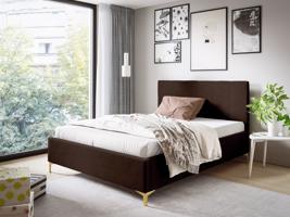 Eka Čalouněná postel SMART+ 160x200 cm Barva látky Trinity: (2308) Tmavá hnědá, Úložný prostor: S dřevěným rámem úložného prostoru