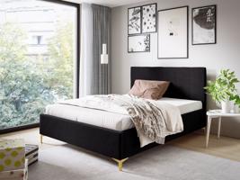 Eka Čalouněná postel SMART+ 160x200 cm Barva látky Trinity: (2316) Černá, Úložný prostor: S dřevěným rámem úložného prostoru