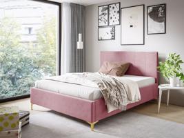 Eka Čalouněná postel SMART+ 160x200 cm Barva látky Trinity: (2319) Světlá růžová, Úložný prostor: S dřevěným rámem úložného prostoru