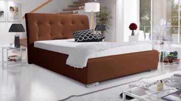 Eka Čalouněná postel Star 120x200 cm Barva látky Eko-kůže: Hnědá (15), Úložný prostor: S dřevěným rámem úložného prostoru