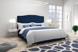 Eka Čalouněná postel Valentyn - Kronos 120x200 cm Barva látky: Tmavá modrá (09), Úložný prostor: S dřevěným rámem úložného prostoru