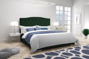 Eka Čalouněná postel Valentyn - Kronos 120x200 cm Barva látky: Tmavě zelená (14), Úložný prostor: S dřevěným rámem úložného prostoru