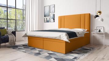 Eka Kontinentální čalouněná postel Kanary - Riviera Žlutá (120x200 cm)