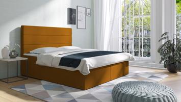 Eka Kontinentální čalouněná postel Malibu - Riviera (200x200 cm) Barva látky Riviera: Hořčicová (41)