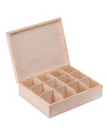 FK Dřevěná krabička na čaj s přihrádkami - 29x23x8 cm, Přírodní