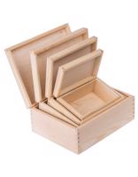 FK Sada dřevěných krabiček (4 kusy) - 22x16x9, Přírodní