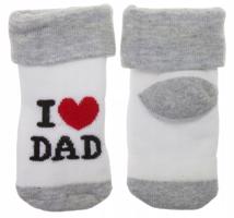 MR Kojenecké  ponožky - I love dad - vel. 80 - 86 - šedé s bílou
