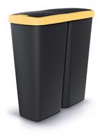 PRO Odpadkový koš COMPACTA Q DUO černý se žlutým víkem, objem 50l