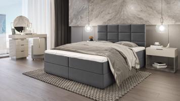 SFAB Kontinentální čalouněná postel MERCURY (160x200 cm) Barva látky: Šedá (Riviera 97)