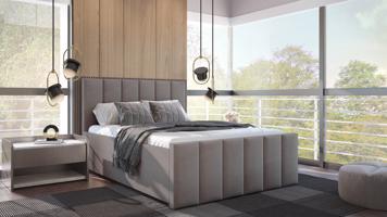 SFAB Kontinentální čalouněná postel PESCARA (160x200 cm) Látka Velutto: Velutto 15 - Stříbrná