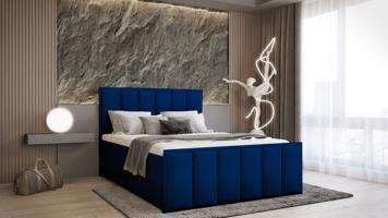 SFAB Kontinentální čalouněná postel VERONA (160x200 cm) Látka Velutto: Velutto 25 - Námořnická modř