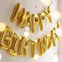 4L Narozeninové balónky Happy Birthday - Zlaté 35 - 40 cm