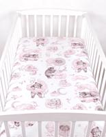 BBL Dětské prostěradlo do postele bavlna - 120 x 60 cm - medvídek pastelová růžová