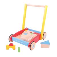Bigjigs Toys Dřevěné kostky ve vozíku