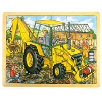 Bigjigs Toys Dřevěné puzzle - Bagr,  24 dílků