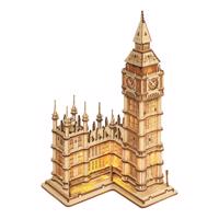 Dede Dřevěné 3D puzzle hodinová věž - Big Ben svítící