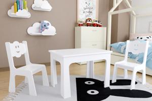 Dětský stůl a dvě židličky - bílý mráček