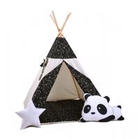 Dětský teepee stan Noční obloha + podložka, dekorační polštářky panda