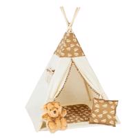 Dětský teepee stan Teddy bear pompem + podložka, dekorační polštářky