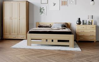 DJM Dřevěná postel z bukového masivu N76, 140 x 200 cm
