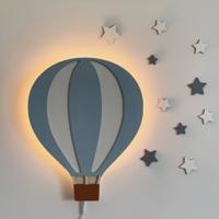 Drevená lampa lietajúci balón - modrý