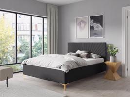 Eka Čalouněná postel AFRODITE+ 90x200 cm Barva látky Trinity: (2315) Tmavá šedá, Úložný prostor: S dřevěným rámem úložného prostoru