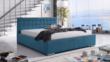 Eka Čalouněná postel Anastasia 90x200 cm Barva látky Trinity: (2313) Modrá, Úložný prostor: S dřevěným rámem úložného prostoru